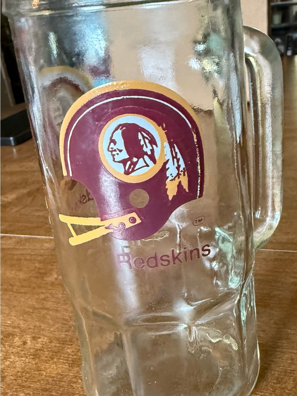 Glass Beer Mug - Burgundy and Gold